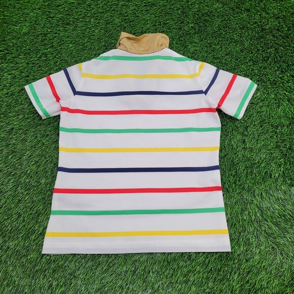 Vintage 90s MOD Striped Polo Shirt Womens Small 18x23 Hippie - Picture 2 of 11